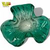 Image 2 : Green Controlled Bubble Art Glass bowl - 3" tall x 9.5" diameter