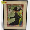 Image 1 : Toulouse-Lautrec Framed Scarf with "Divan Japonais" Print -  14" x 17" framed