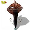 Image 1 : Brown Art Glass "Lily" Wall Vase with Holder - 17" tall