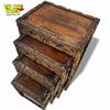 Image 3 : 4-Piece Wood Nesting Table Set with Carved Dragon Pattern