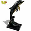 Image 1 : Vintage SPI Verdigris Brass Dolphin Statue - Verdigris Patina - San Pacific International - 11" tall