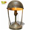 Image 2 : Art Deco Style Vintage Brass Lamp with Helmet Shaped Shade - 12" tall