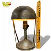 Image 6 : Art Deco Style Vintage Brass Lamp with Helmet Shaped Shade - 12" tall