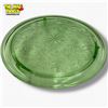 Image 1 : Vintage "Jeannette" Green Uranium Glass Footed Cake Stand - Sunflower Floral Pattern