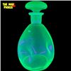 Image 1 : Vintage Green Uranium Glass "Pinched" Decanter - 8" tall