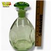 Image 2 : Vintage Green Uranium Glass "Pinched" Decanter - 8" tall
