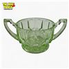 Image 2 : Vintage Green Uranium Glass Open Sugar Bowl
