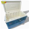 Image 3 : Vintage Coleman Snow-Lite Metal Cooler Baby Blue Canada 1960s-1970s 22x13x13"