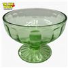 Image 1 : 1930s Optic Block Pattern Uranium Glass  5" Pedestal Bowl - Could be  Hazel Atlas
