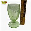 Image 3 : 1930s Uranium Glass Pedestal Beverage Glass - Small chip in the base