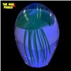 Image 2 : Iridescent Art Glass "Jelly Fish" Paperweight - Glows in the Dark