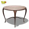 Image 3 : Oak Oval Accent Table with Cabriole Legs and Ornate Stretcher 34x25x28 Inch