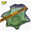 Image 4 : John Phillips Studio Large Art Glass Bowl Green and Purple Ruffled Free-Form Design Signed 1989