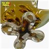 Image 3 : Vintage Chalet Style Art Glass Star-Shaped Bowl Amber-Olive Green 1960s Canada