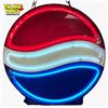 Image 1 : Pepsi-Cola Neon Sign Glass Tube Red White Blue Logo Hanging Wall or Window 14.5" Diameter