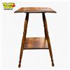 Image 2 : Arts and Crafts Solid Oak Side Table with Turned Legs and Lower Shelf