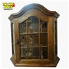 Image 1 : Vintage Oak Wall-Hanging Curio Cabinet with Glass Doors and Side Panels