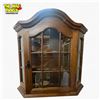 Image 2 : Vintage Oak Wall-Hanging Curio Cabinet with Glass Doors and Side Panels