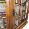 Image 3 : Vintage Oak Wall-Hanging Curio Cabinet with Glass Doors and Side Panels