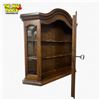 Image 4 : Vintage Oak Wall-Hanging Curio Cabinet with Glass Doors and Side Panels