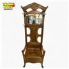 Image 1 : Reproduction Victorian Oak Hall Tree with Beveled Mirror and Storage Bench 27x16x78"