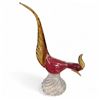 Image 1 : Murano Art Glass Pheasant Figurine Red Amber 9.5-Inch Mid-Century Italian Hand-Blown 10" Tip to Tip