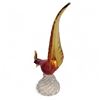 Image 2 : Murano Art Glass Pheasant Figurine Red Amber 9.5-Inch Mid-Century Italian Hand-Blown 10" Tip to Tip