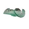 Image 3 : Vintage Green Glass Bowl Textured Ribbed Flower Petal Design 9.5 Inch Diameter