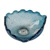 Image 1 : Murano Style Blue Controlled Bubble Glass Bowl 6 Inch with Ruffled Rim
