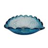 Image 3 : Murano Style Blue Controlled Bubble Glass Bowl 6 Inch with Ruffled Rim