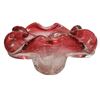 Image 1 : Vintage Murano-Style Red Bullicante Glass Bowl Ashtray 7.5 Inch 1970s