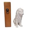 Image 1 : White Lion Ceramic Piggy Bank 10 Inch Tall and Wooden Matchbox with Lion Brass Door Knocker
