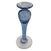 Image 1 : Arte Vargas Blue Swirl Art Glass Candlestick Holder 7 Inch Signed 1990s