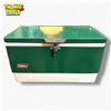Image 1 : Coleman Vintage 54-Quart Steel Belted Cooler Green 1983 22.5x13.5x13" Great Condition