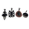 Image 1 : 4 New Sterling Silver Onyx & Gemstone Pendants - Total Weight: 59 grams