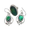 Image 1 : .925 Sterling Silver Opal Triplet Ring & Earrings - Ring center is 15 x 27 mm - Total weight: 19.4 g