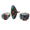 Image 1 : 3 Sterling Silver Multi-Gemstone Inlay Rings - All size 10 - Total weight: 17 grams