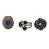 Image 1 : 3 Sterling Silver Natural Blue Kyanite Cabochon Rings - Sizes 9 & 10 - Total weight = 23 grams