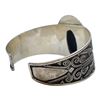 Image 2 : Sterling Silver Cuff Bracelet with Blood Agate Center Stone (43 mm wide) - Weight: 42.5  grams