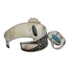 Image 2 : Sterling Silver Larimar  Gemstone Cuff Bracelet & Ring Set  (Bracelet is 46 mm wide) - Total weight: