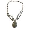 Image 1 : Sterling Silver Natural Moss Agate Necklace with 2" Pendant - Weight: 62.6 grams