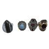 Image 1 : 4 New Sterling Silver Gemstone & Agate Rings -  Total weight: 35 grams