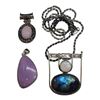 Image 4 : 3 New Sterling Silver & Gemstone Pendants and 1 Chain - Total Weight: 42.7 grams