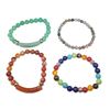 Image 1 : 4 Buddha Stone Gemstone Stretch Bracelets with Cloth Bag (6 mm - 8 mm beads)