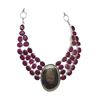 Image 1 : Polished Pyrite & Faceted Garnet  Collar Necklace in a Silver Setting - Center stone is 37 mm x 53mm