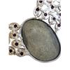 Image 3 : Polished Pyrite & Faceted Garnet  Collar Necklace in a Silver Setting - Center stone is 37 mm x 53mm