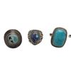 Image 2 : 6 New .925 Sterling Silver Gemstone Rings - Turquoise, Golden Hills Turquoise, Chrysocolla Malachite