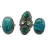 Image 3 : 6 New .925 Sterling Silver Gemstone Rings - Turquoise, Golden Hills Turquoise, Chrysocolla Malachite
