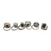 Image 2 : 6 New .925 Sterling Silver Gemstone Rings - Titanium Druzy, Pyrite, and Chalcedony.  Longest ring is