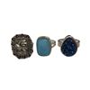 Image 3 : 6 New .925 Sterling Silver Gemstone Rings - Titanium Druzy, Pyrite, and Chalcedony.  Longest ring is